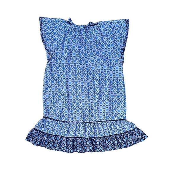 LOFT Women's M Blue Floral Flutter Swing Dress Knee Length Casual - Picture 5 of 6